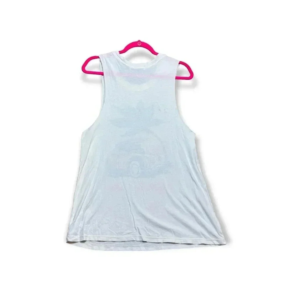 Letluv Anthropologie Womens White Bug Car Caliifornia Tank Top Sz S Beach Summer - Picture 2 of 10
